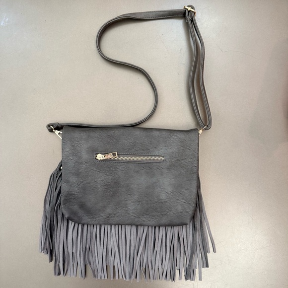 Gray Fringe Crossbody Bag - Picture 4 of 4